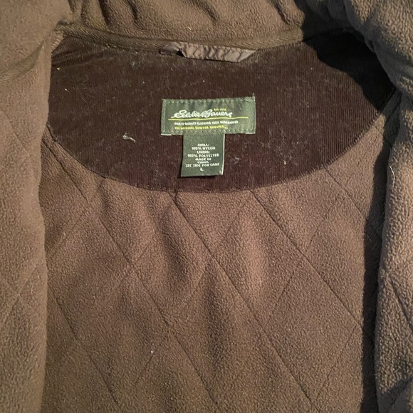 Eddie Bauer Snap Up Jacket Vest women size Large-  Brown sleeveless - Picture 6 of 9